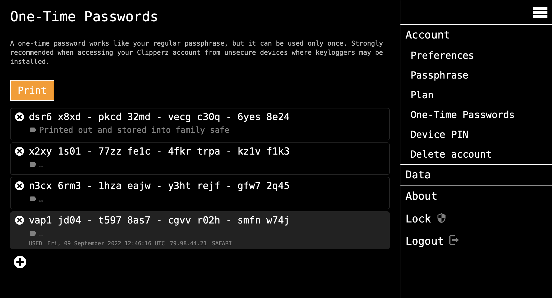 One-time passwords