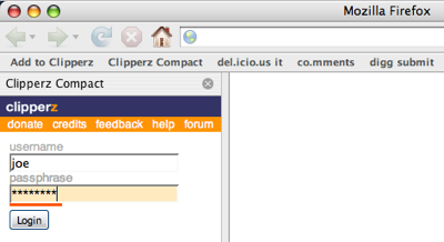 Clipperz Compact Login